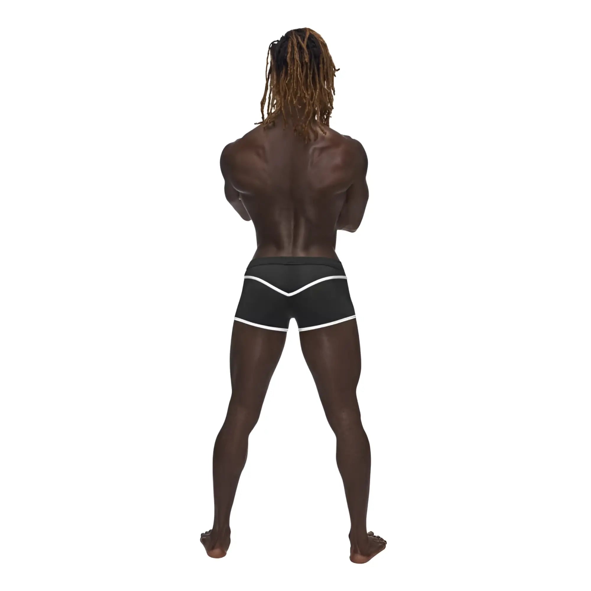 Black athletic shorts by male power with white trim and front mesh panel in size xl for sport and casual wear