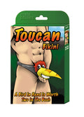 Male power toucan bikini novelty underwear in green packaging with cartoon illustration one size fits all