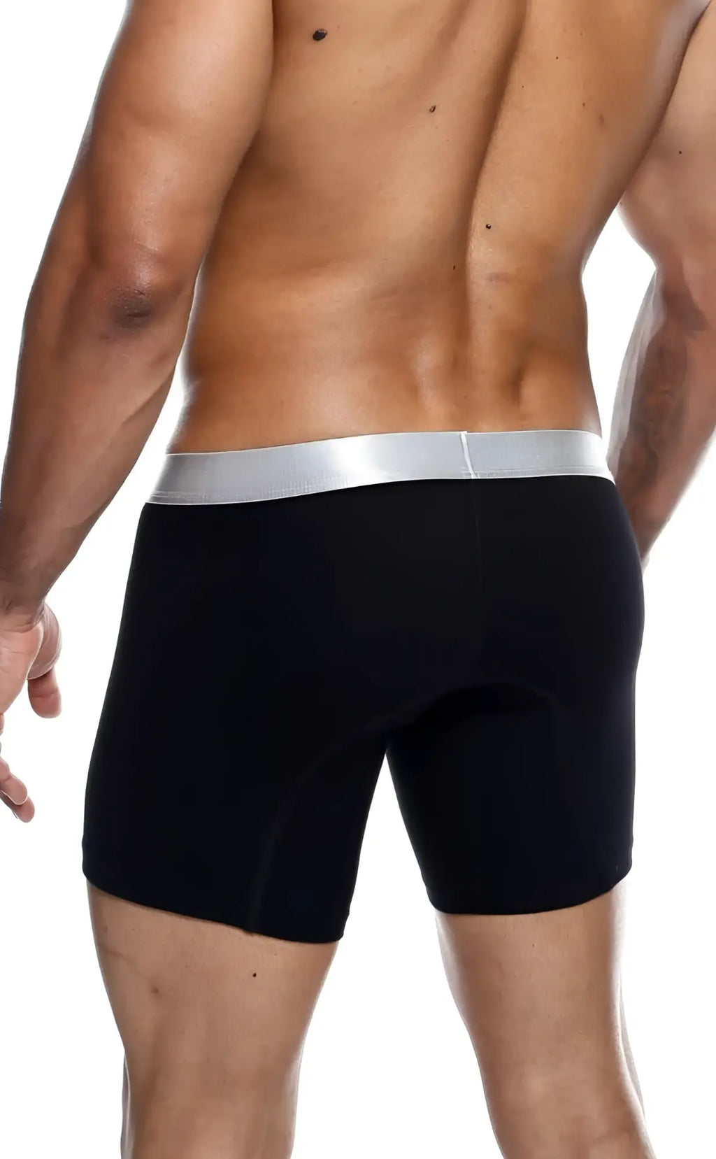 MaleBasics boxer brief pima black briefs with sleek silver waistband made from soft breathable fabric