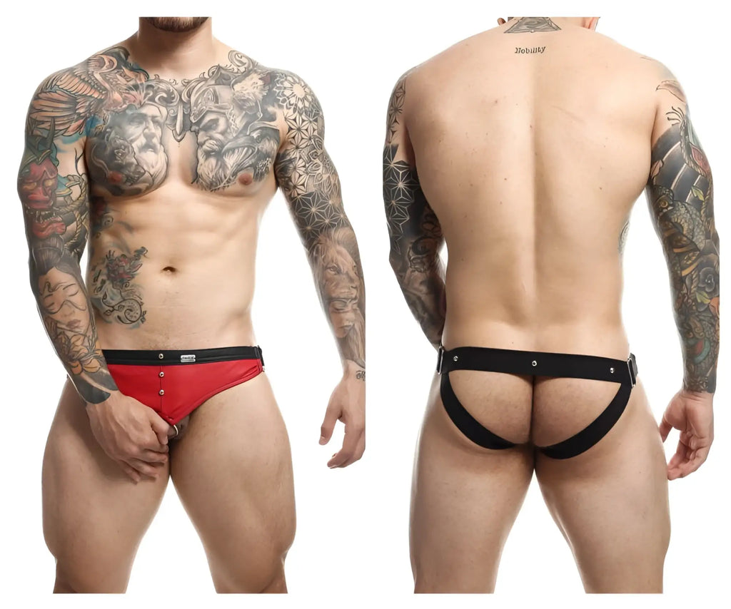 Malebasics dmblo1 dngeon red and black athletic cockring jockstrap with sleek form-fitting design