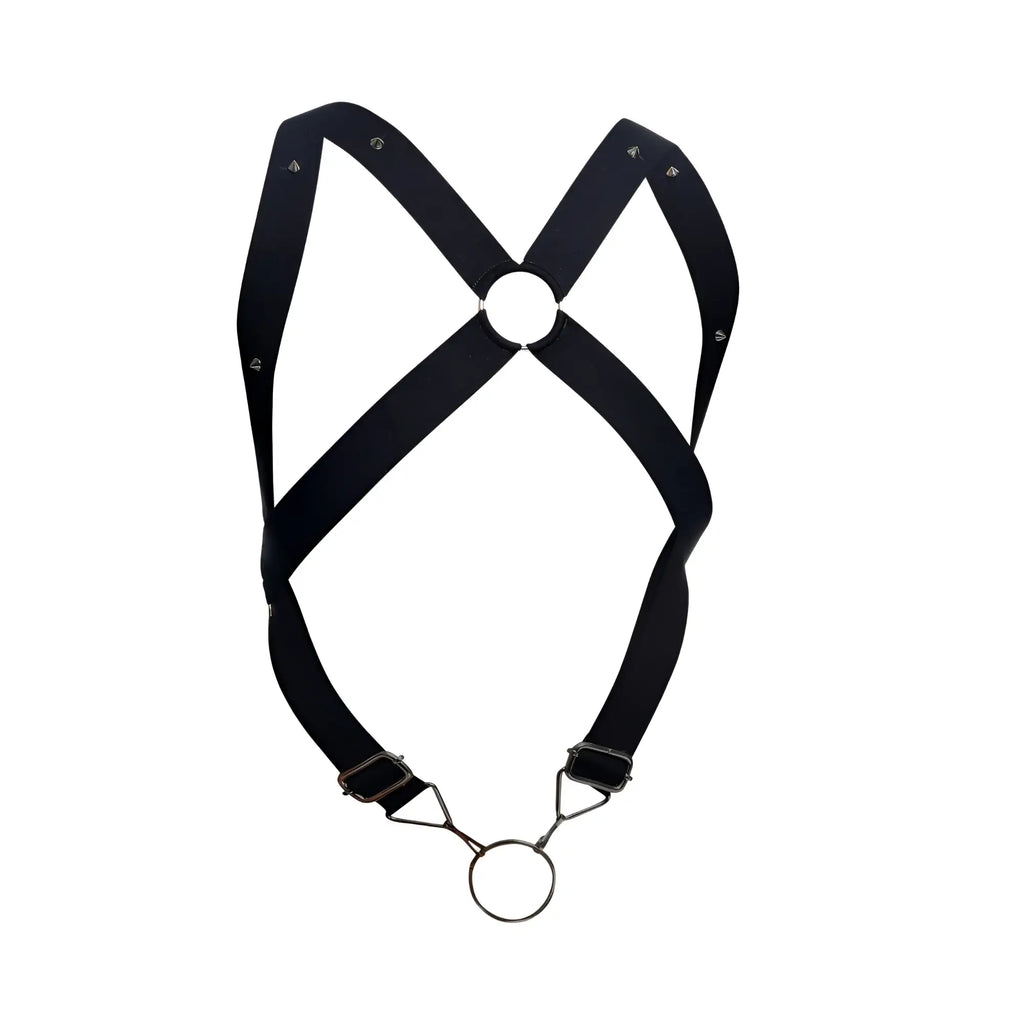 Malebasics dmbl05 dngeon black leather crossback harness with adjustable straps and central metal ring