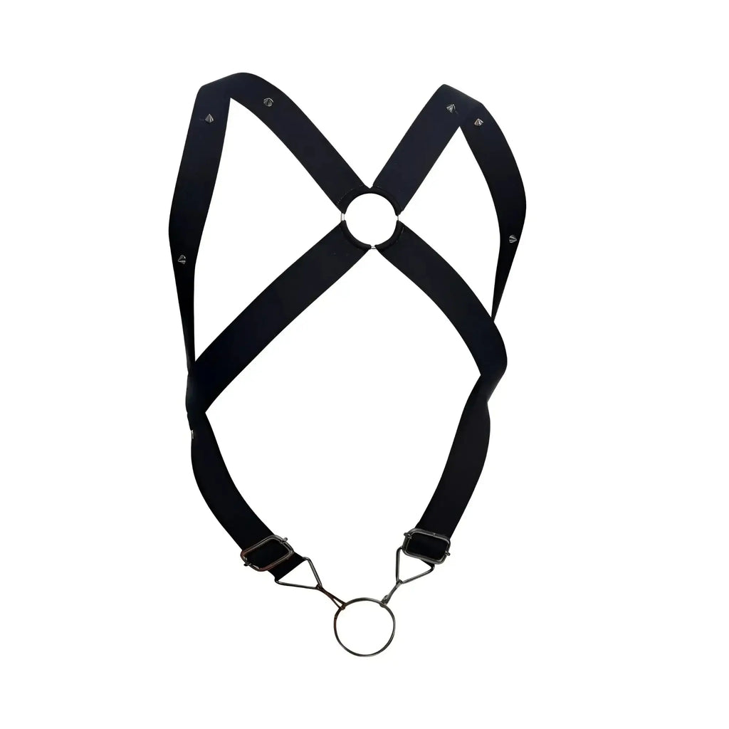 Malebasics dmbl05 dngeon black leather crossback harness with adjustable straps and central metal ring