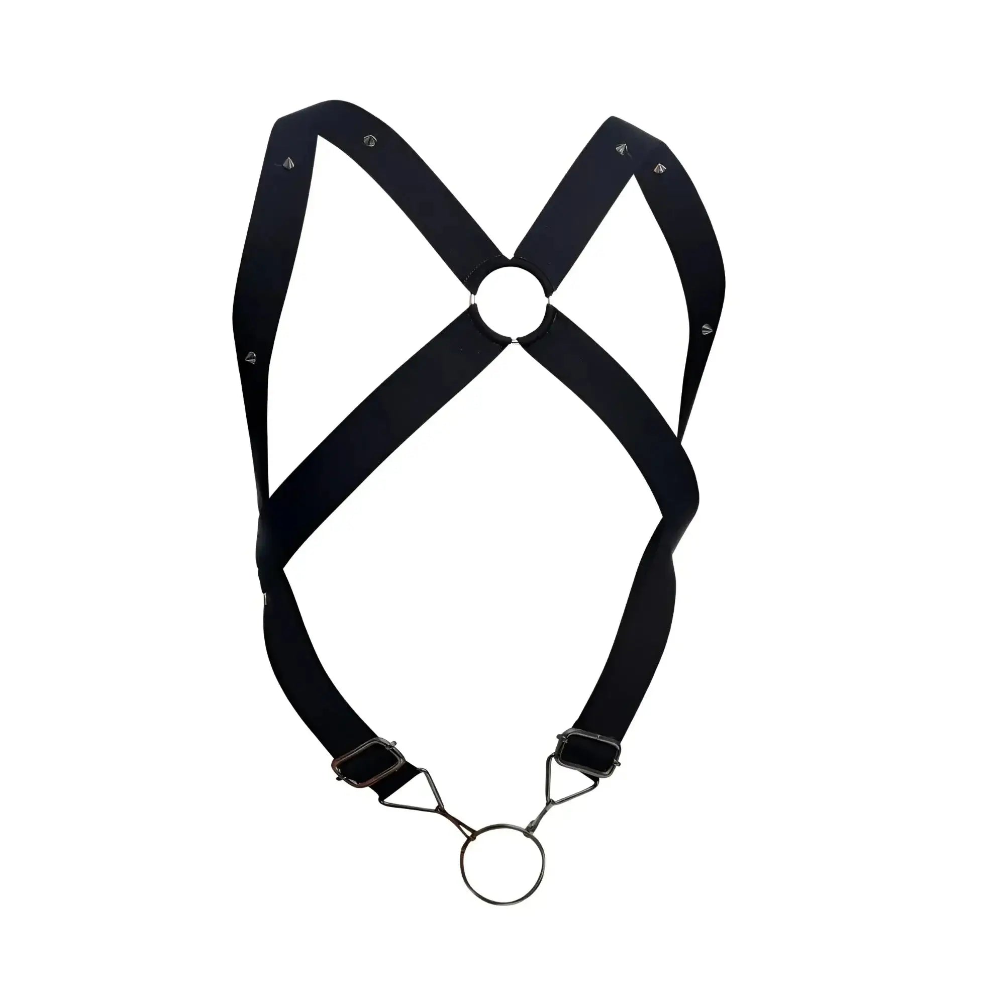 Malebasics dmbl05 dngeon black leather crossback harness with adjustable straps and central metal ring