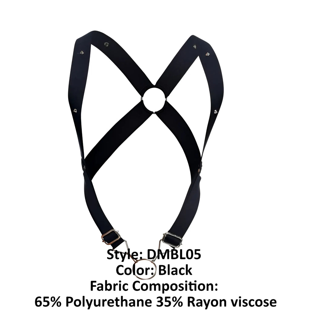 Malebasics dmbl05 dngeon crossback harness black with adjustable straps metal buckles 65 polyurethane 35 rayon viscose