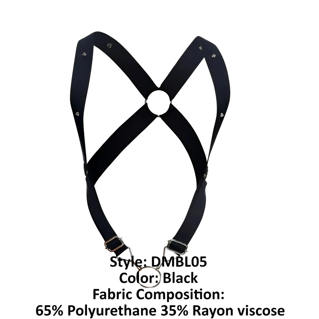 Malebasics dmbl05 dngeon crossback harness black with adjustable straps metal buckles 65 polyurethane 35 rayon viscose