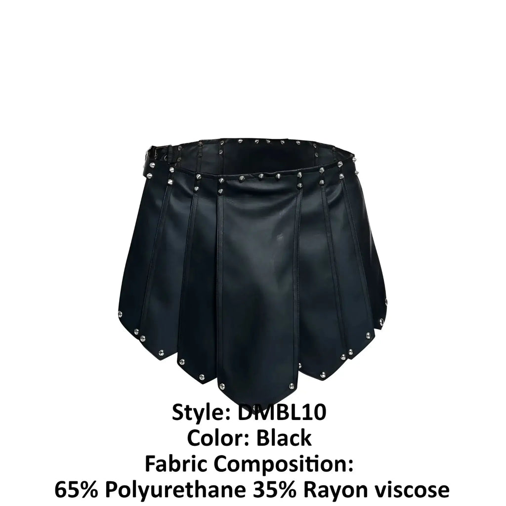 Malebasics dmb10 dngeon roman skirt black pleated with silver studs made of 65 polyurethane 35 rayon viscose