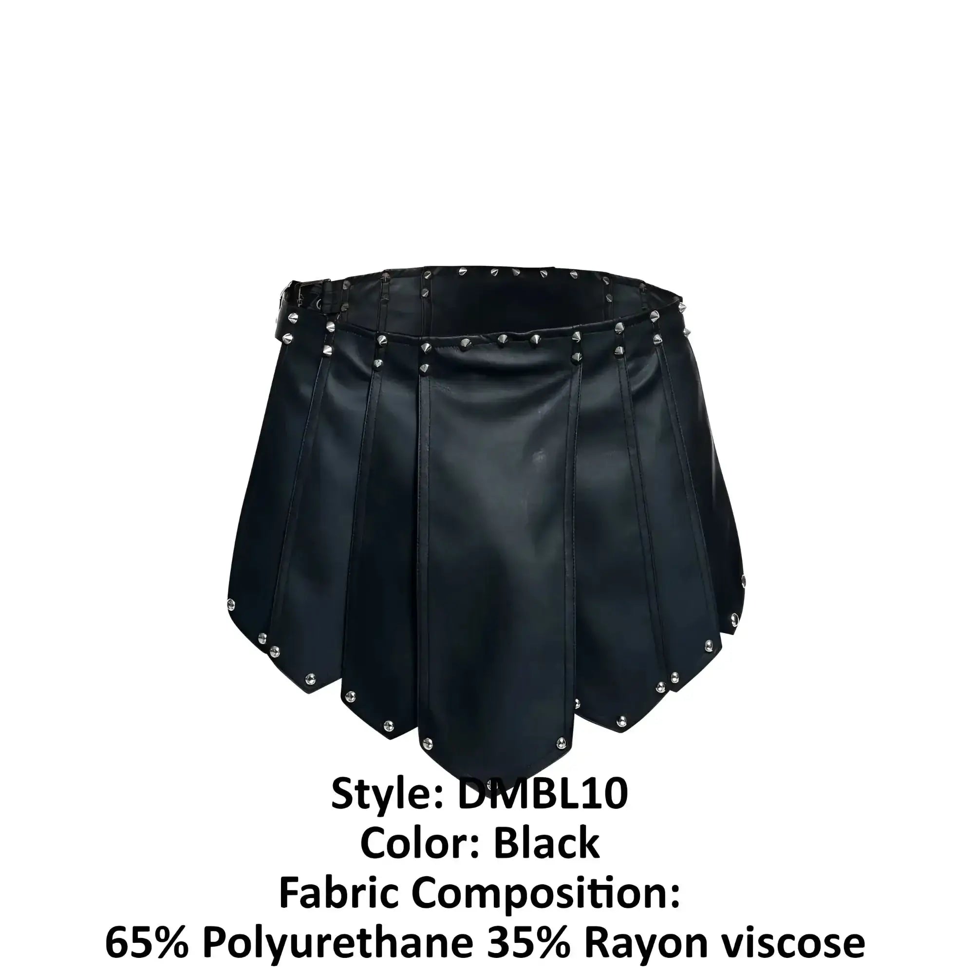 Malebasics dmb10 dngeon roman skirt black pleated with silver studs made of 65 polyurethane 35 rayon viscose