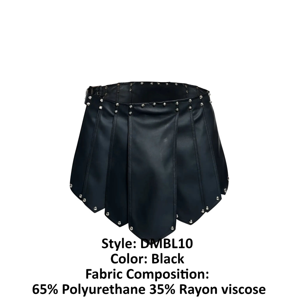 Malebasics dmb10 dngeon roman skirt black pleated with silver studs made of 65 polyurethane 35 rayon viscose