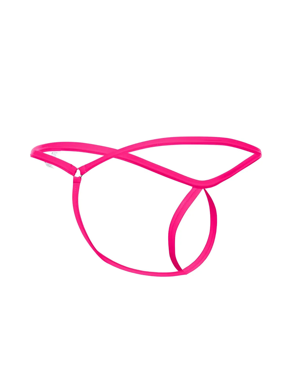 Malebasics mbl24 tear drop thong in hot pink with thin straps and a distinctive front crisscross design