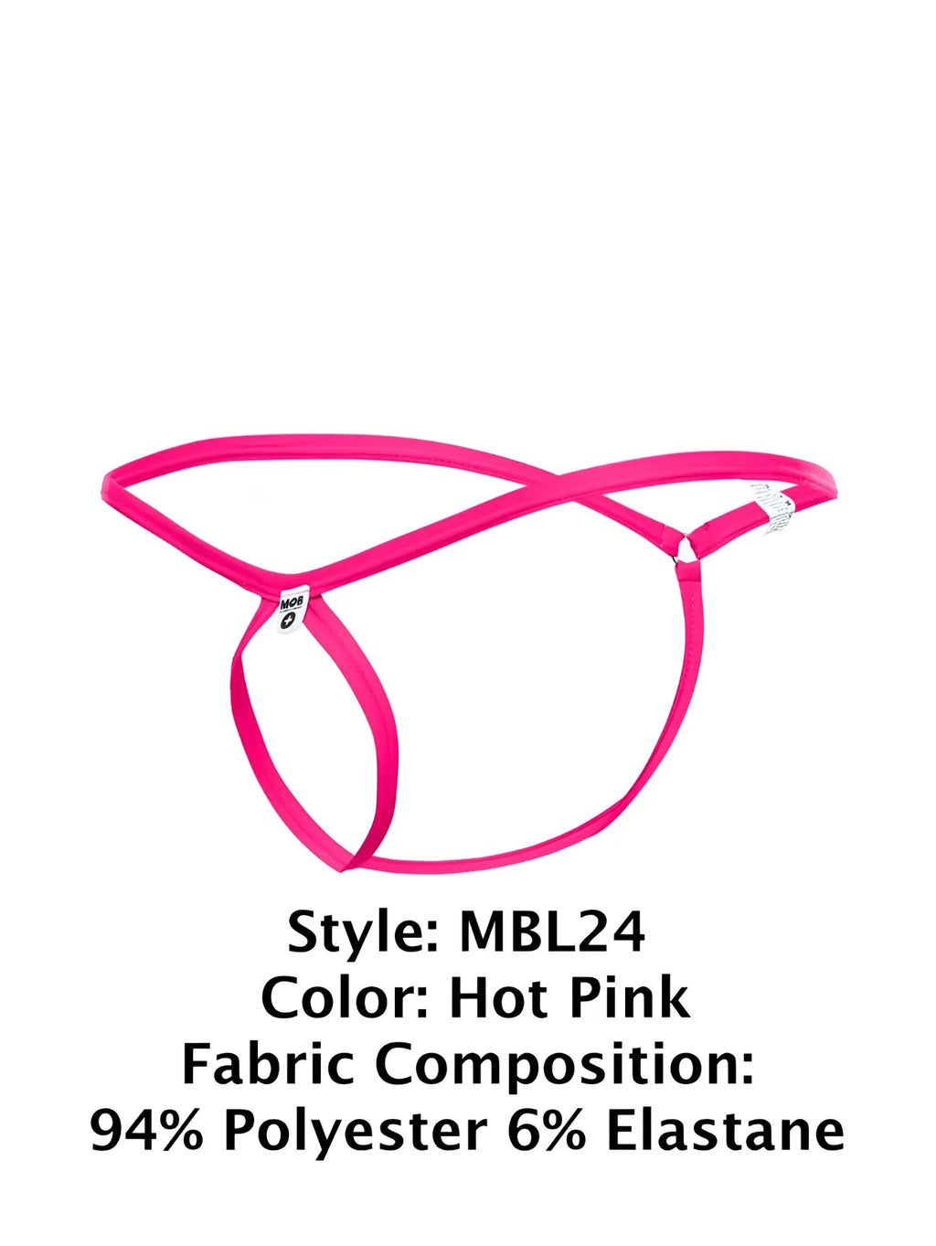 Malebasics mbl24 tear drop thong in hot pink with crisscross design made of 94 polyester 6 elastane
