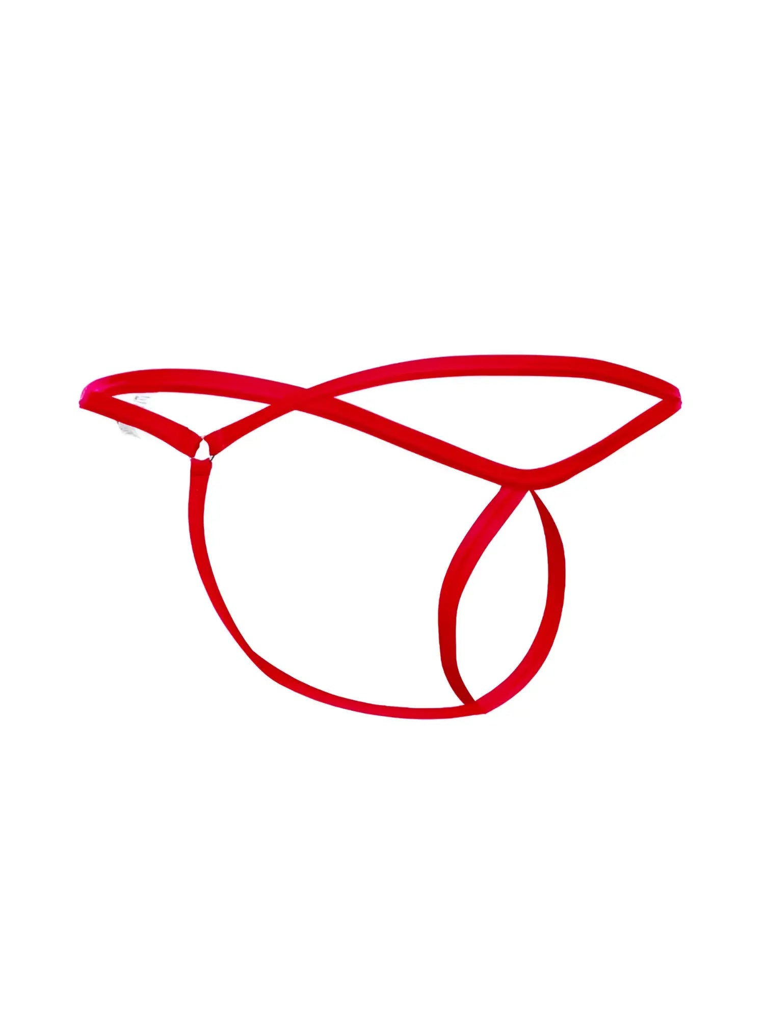 Malebasics mbl24 tear drop thongs in red featuring a minimalist design and thin flexible material, front view