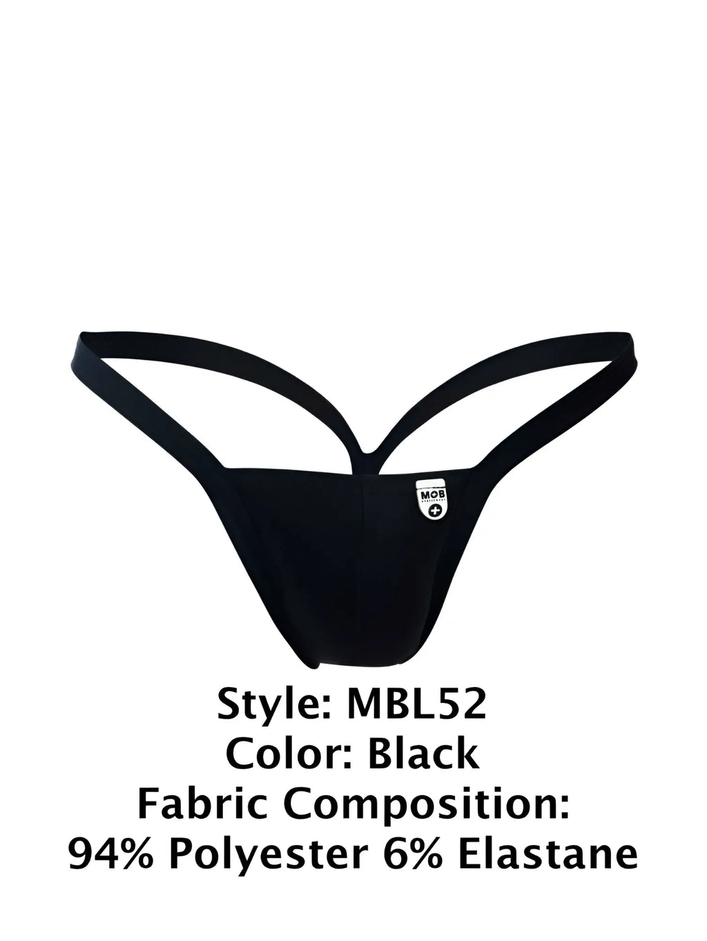 Black malebasics mbl52 y buns thong made of 94 polyester and 6 elastane showing the back side