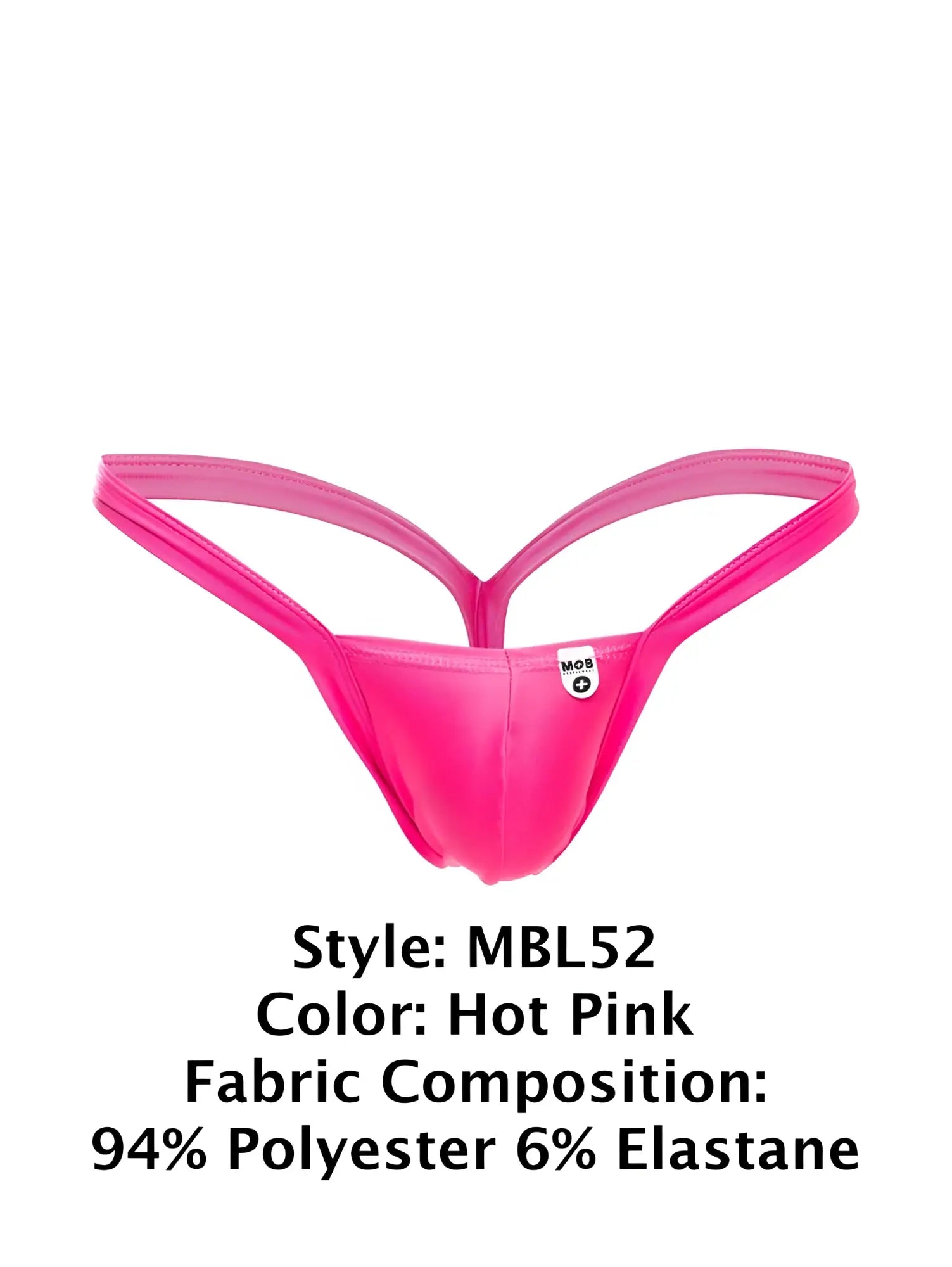 Hot pink malebasics mbl52 y buns thong with thin supportive straps made of smooth polyester elastane blend