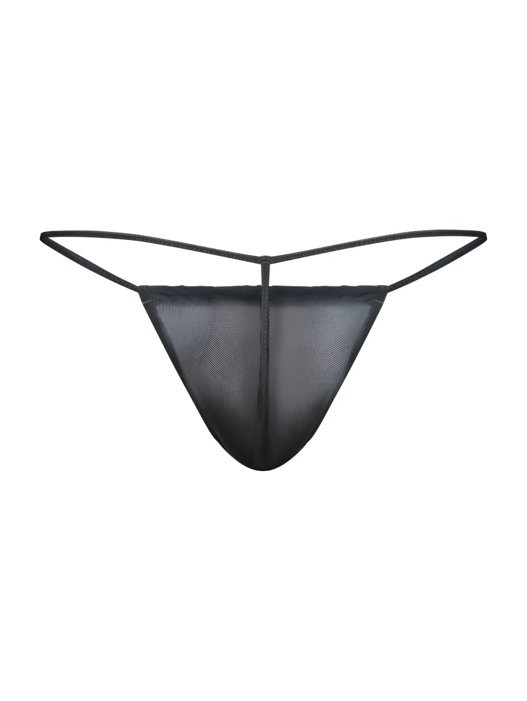 Malebasics mbl59 black mesh g-string thong with thin adjustable elastic straps shown from the back side