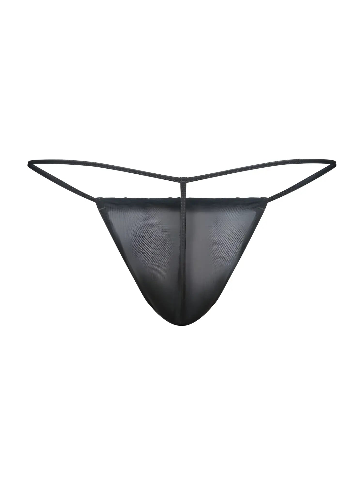Malebasics mbl59 black mesh g-string thong with thin adjustable elastic straps shown from the back side