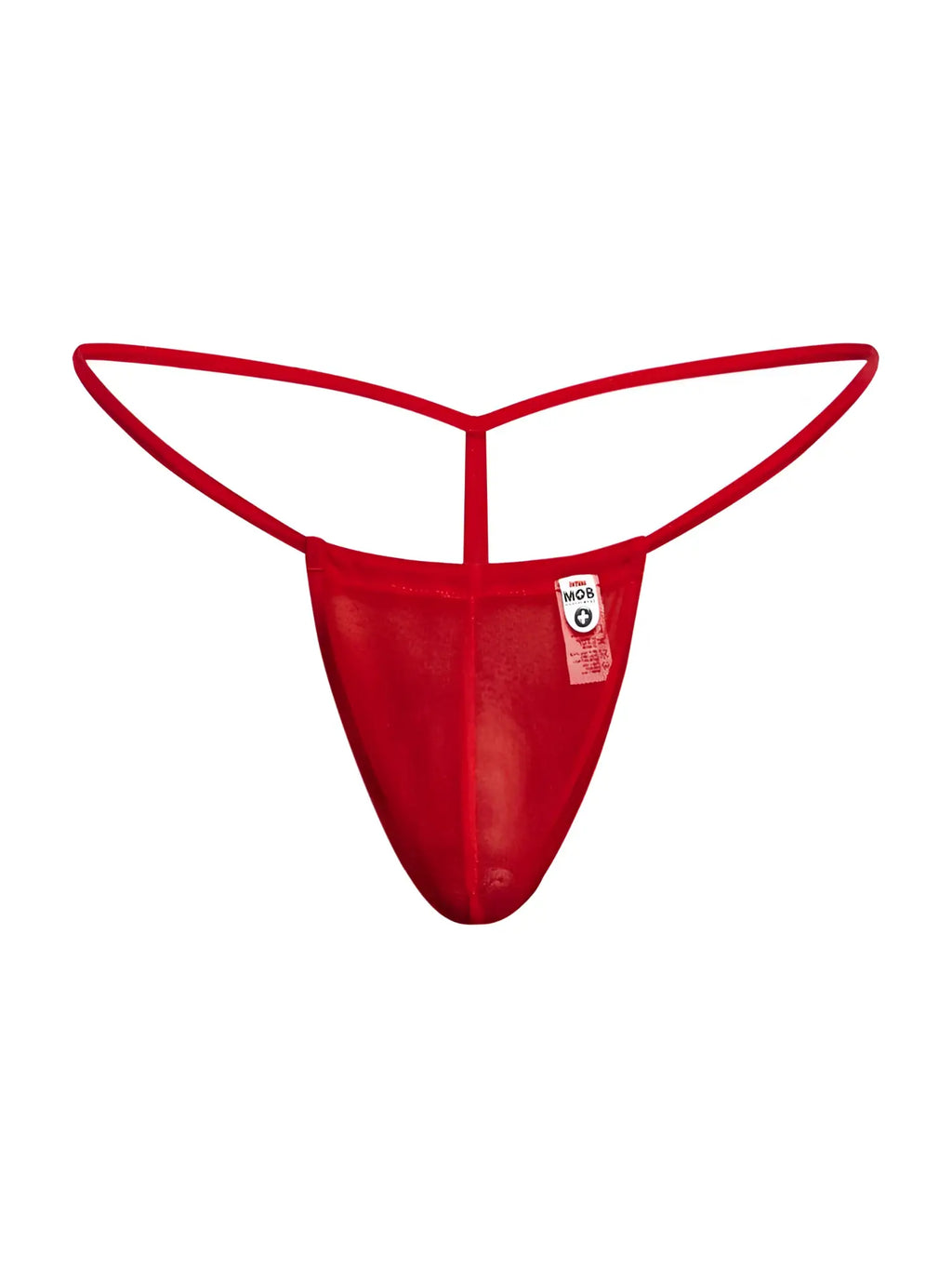 Malebasics mbl59 red mesh g-string thong with thin curved waistband and central strap for men
