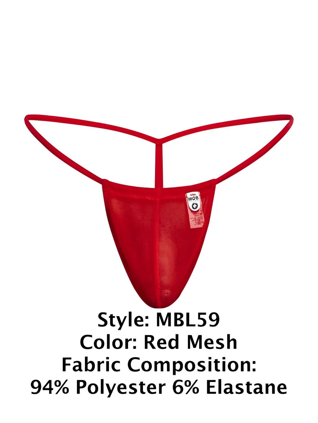 Malebasics mbl59 red mesh g-string thong with sleek form-fitting design and thin elastic straps shown from the back