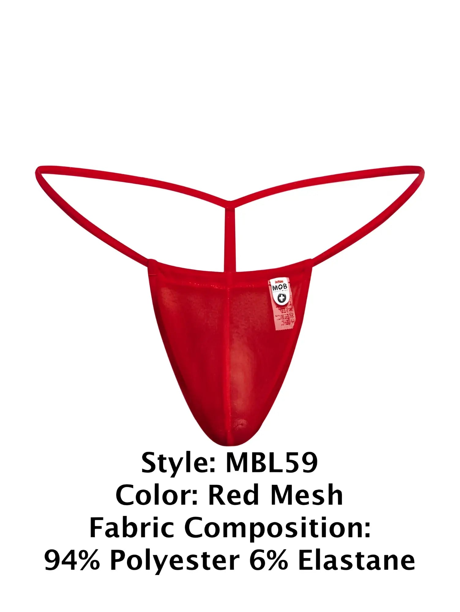 Malebasics mbl59 red mesh g-string thong with sleek form-fitting design and thin elastic straps shown from the back