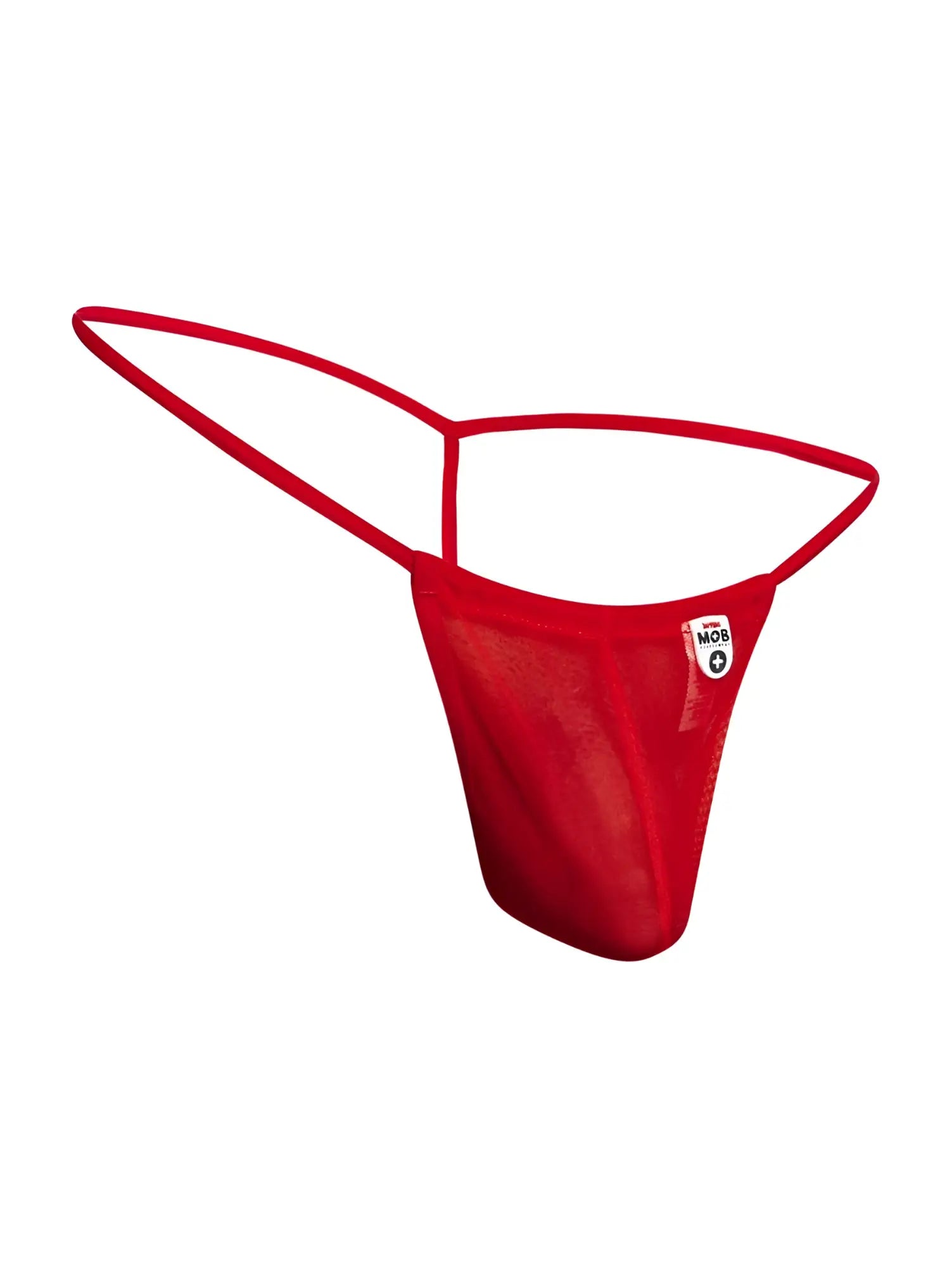 MaleBasics MBL59 mesh g-string in red mesh with a thin supportive waistband and leg straps for men