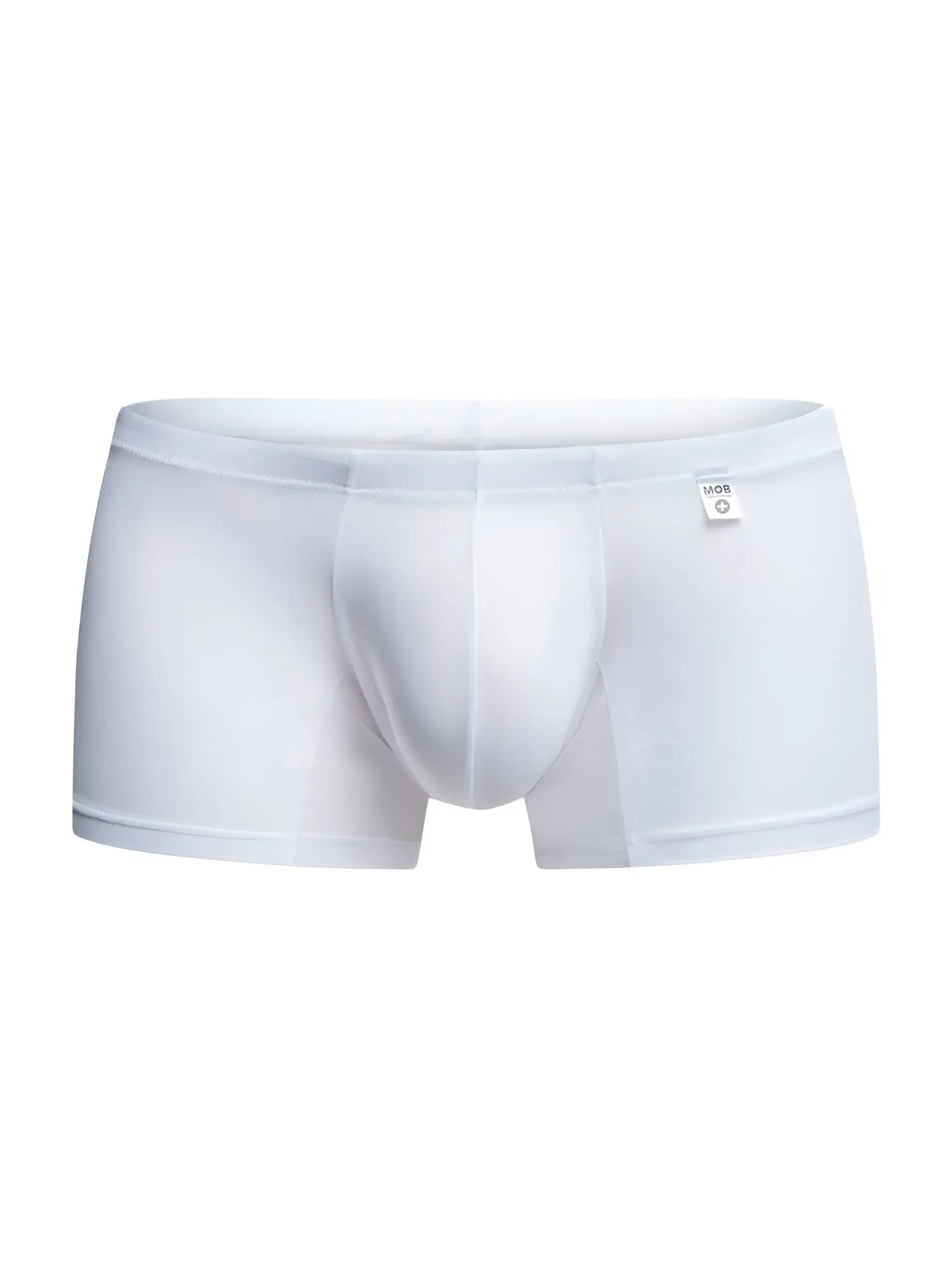 Malebasics mbl78 lace trunks white mesh men’s briefs with smooth form fitting design and small brand tag on waistband