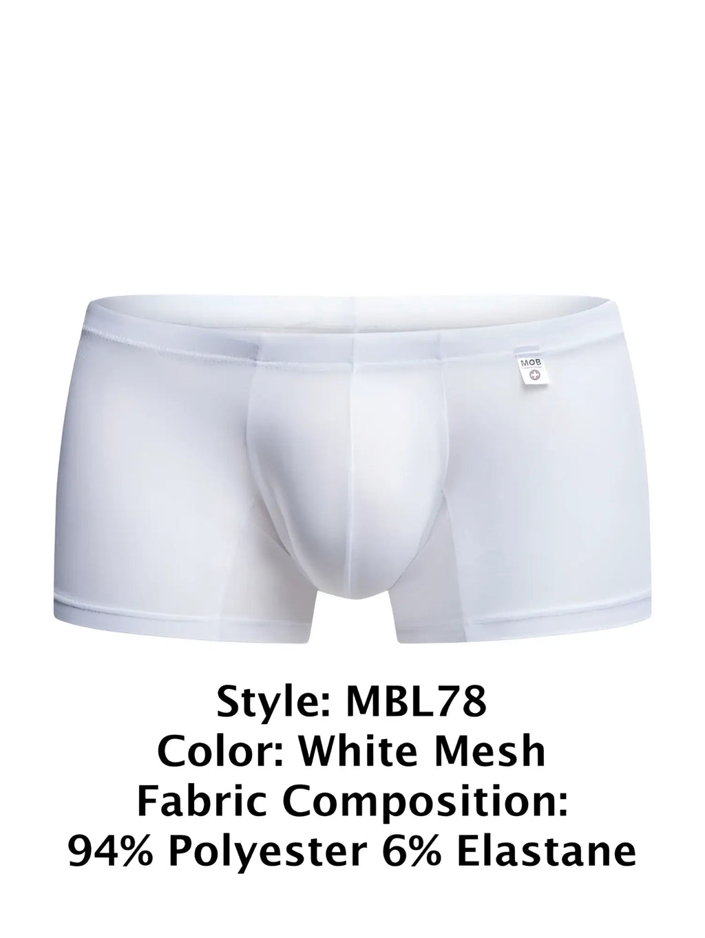 Malebasics mbl78 lace trunks white mesh briefs with sleek form-fitting design and subtle elastic waistband
