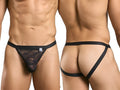 Malebasics mbl82 sexy jockstrap in black lace with solid black waistband and side straps shown from the back