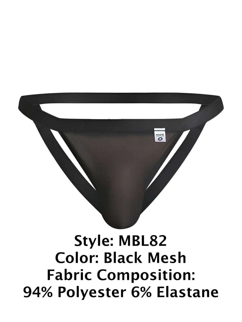 Malebasics mbl82 sexy jockstrap in black mesh with sleek form fitting design and reinforced waistband shown from the back