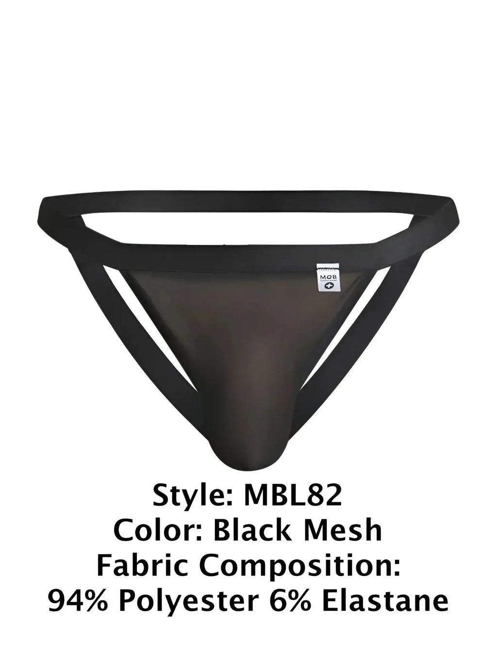 Malebasics mbl82 sexy jockstrap in black mesh with sleek form fitting design and reinforced waistband shown from the back
