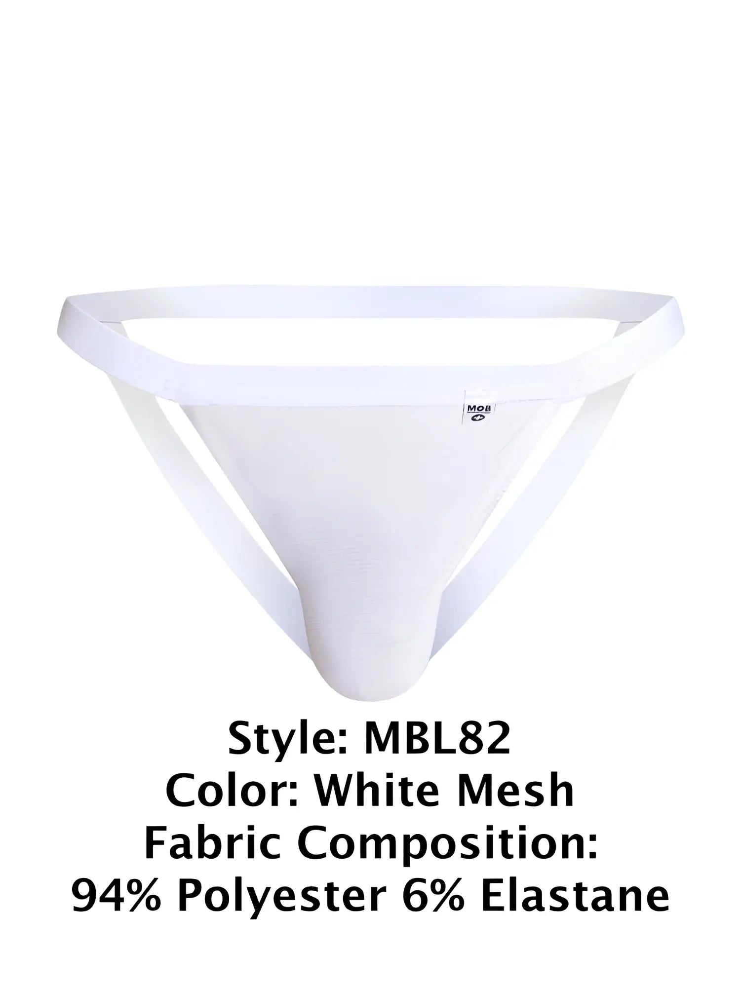 Malebasics mbl82 sexy jockstrap in white mesh featuring a supportive contoured design and snug fit