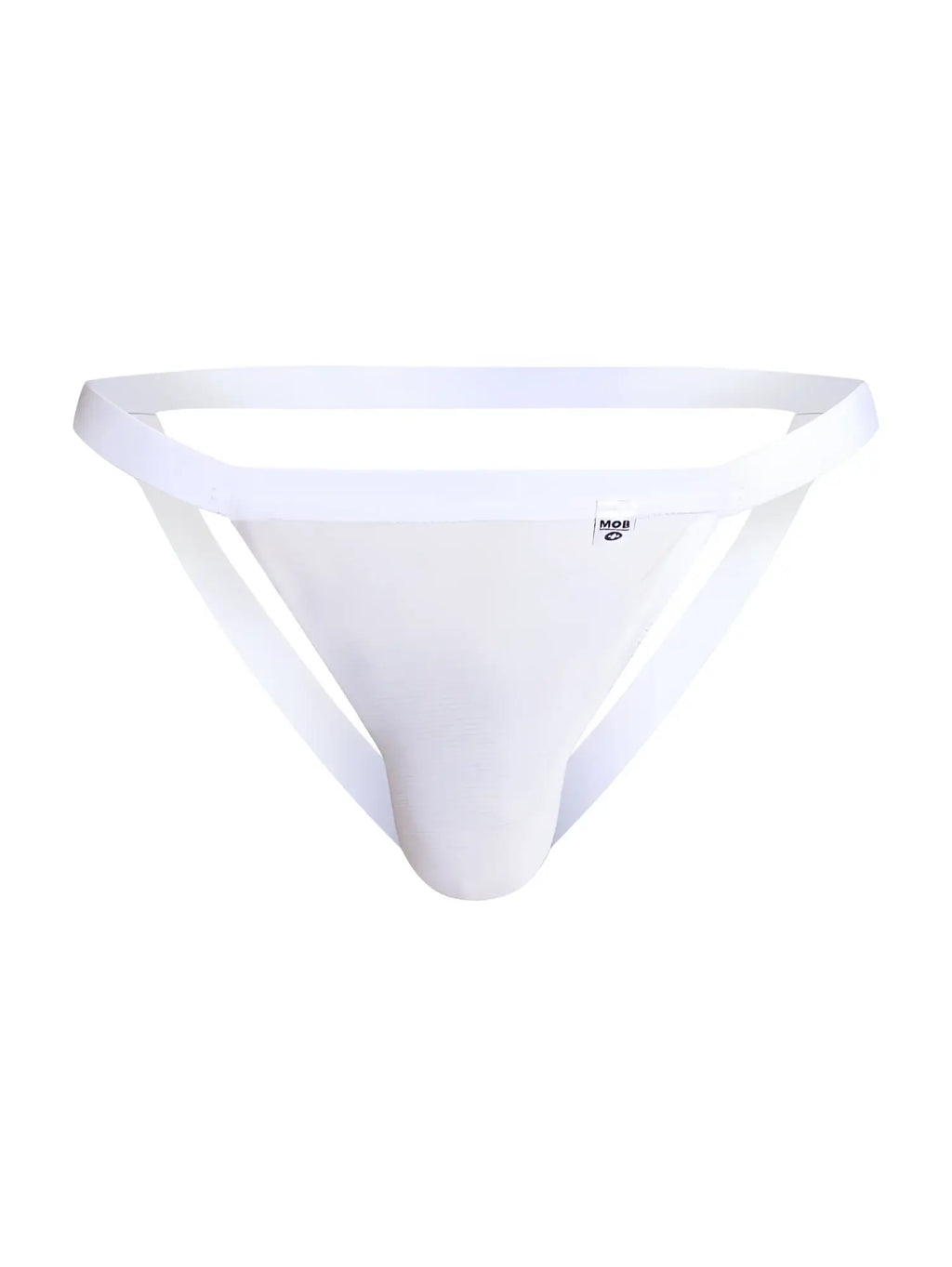 White malebasics mbl82 seamless briefs with mesh fabric and small logo on waistband