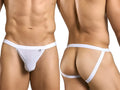 White male basics mbl82 sexy jockstrap with narrow waistband and side straps in smooth mesh fabric