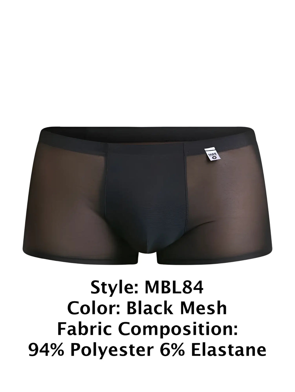 Malebasics mbl84 classic pouch trunks black mesh briefs with sleek design made from 94 polyester 6 elastane