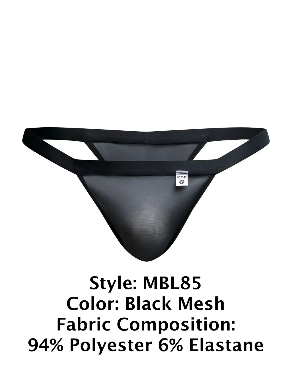 Malebasics mbl85 y sexy thong in black mesh with sleek form-fitting design and reinforced waistband