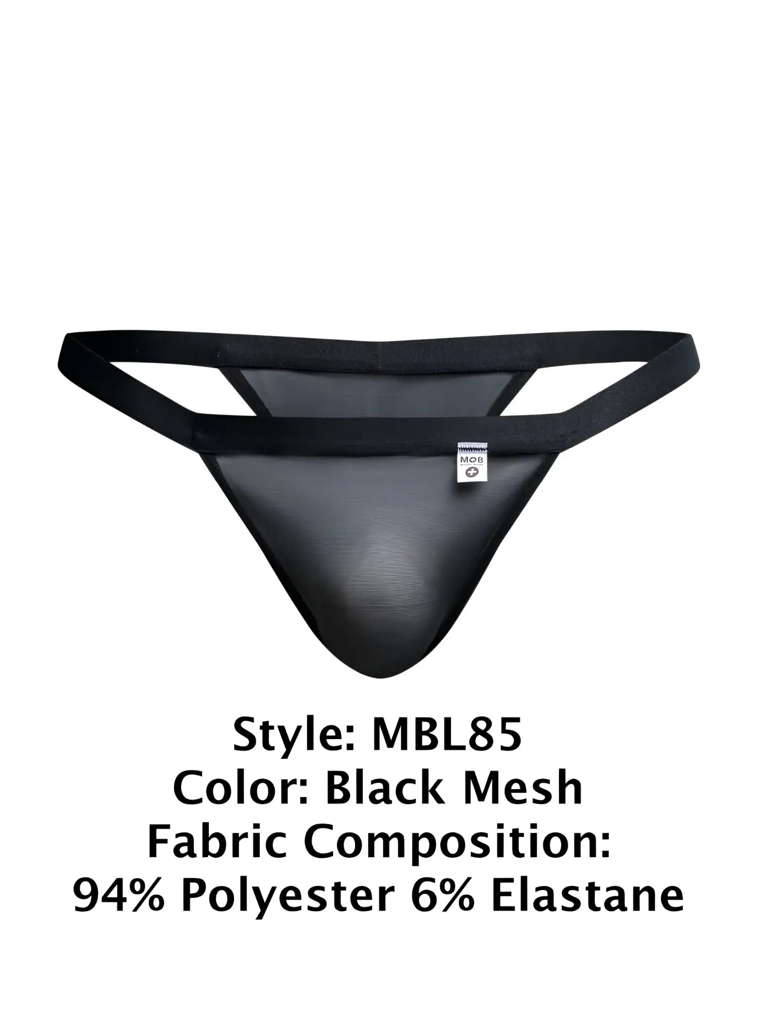 Malebasics mbl85 y sexy thong in black mesh with sleek form-fitting design and reinforced waistband