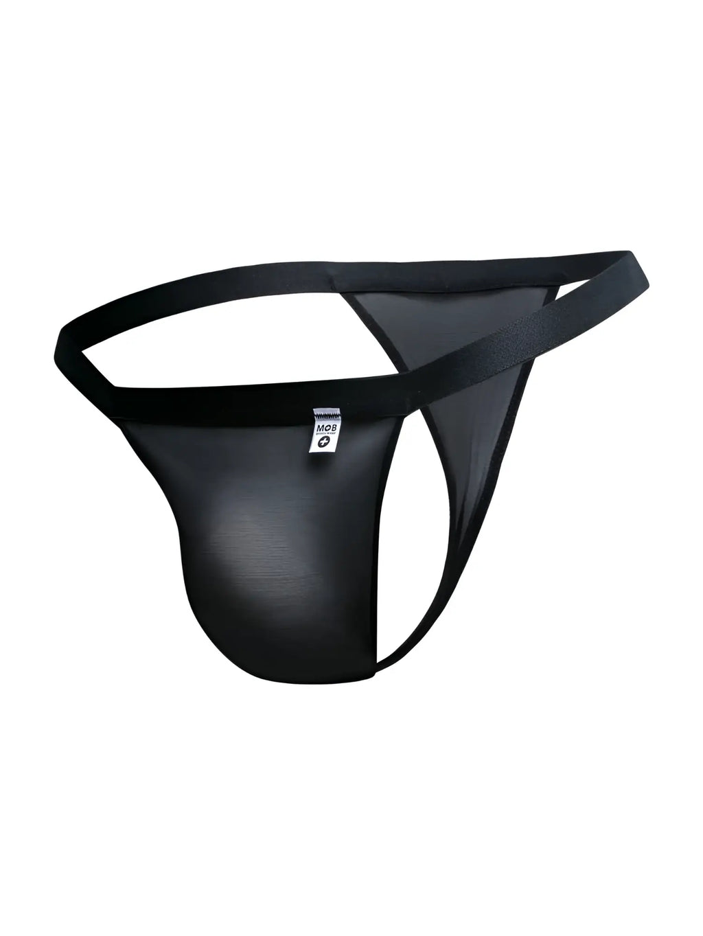 Malebasics mbl85 y sexy thongs in black mesh with solid waistband and leg openings featuring a small white label