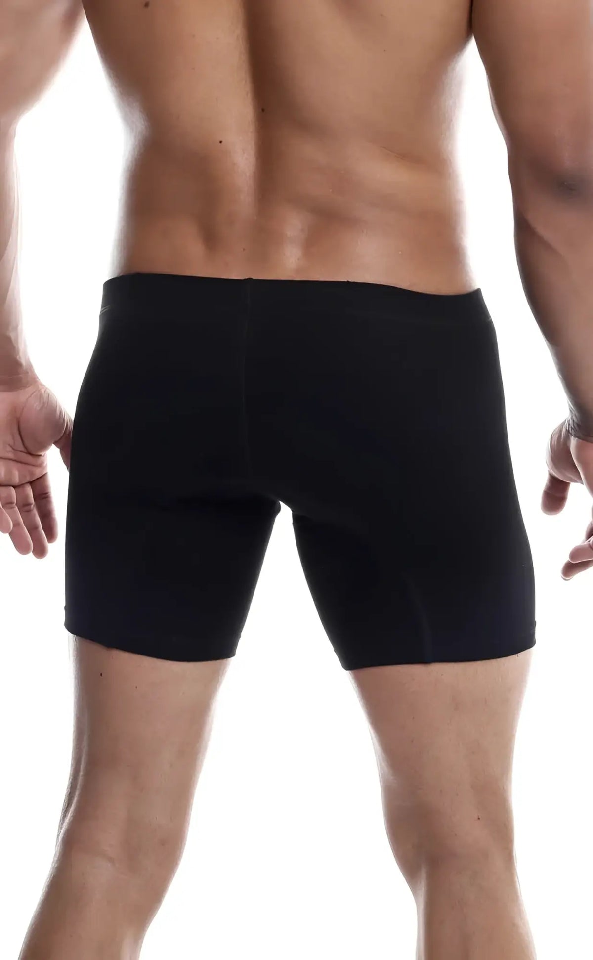Black malebasics silver boxer brief with smooth form-fitting design ideal for athletic use