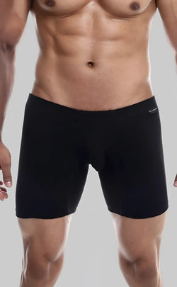 Black malebasics silver boxer briefs with smooth form-fitting fabric and subtle logo waistband in 3 pack