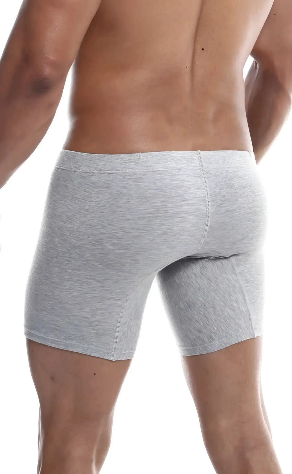 Malebasics silver plus gray heathered snug fit menâ€™s boxer briefs with elastic waistband in a 3 pack