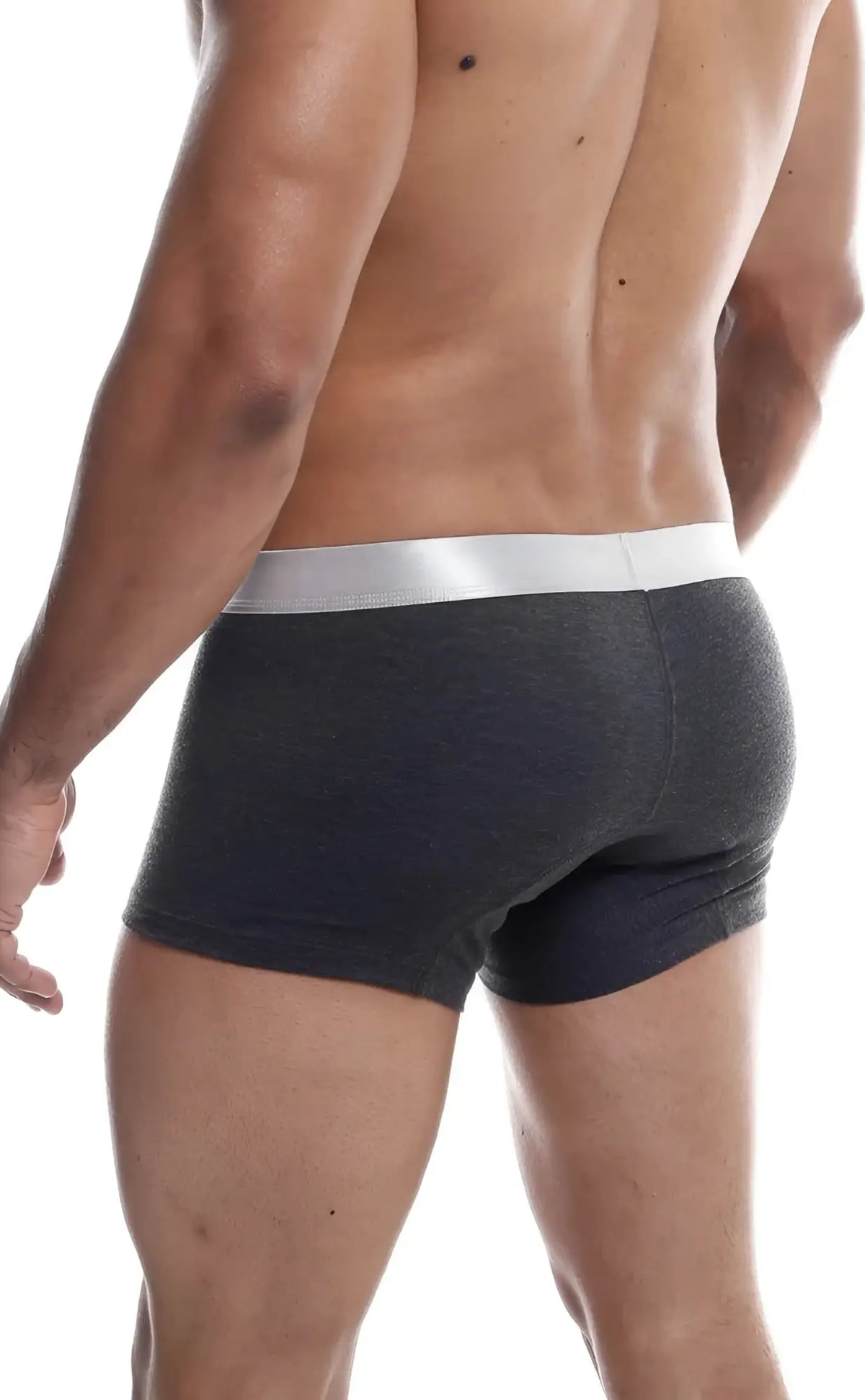 MaleBasics trunk Pima dark gray heathered briefs with white elastic waistband made from soft pima cotton