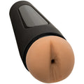 Black silicone covered man squeeze twink ultraskyn stroker with realistic flesh toned head and textured surface