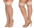 Beige lace-cuffed nude mesh thigh highs with sheer smooth texture from Mapale 1101 collection