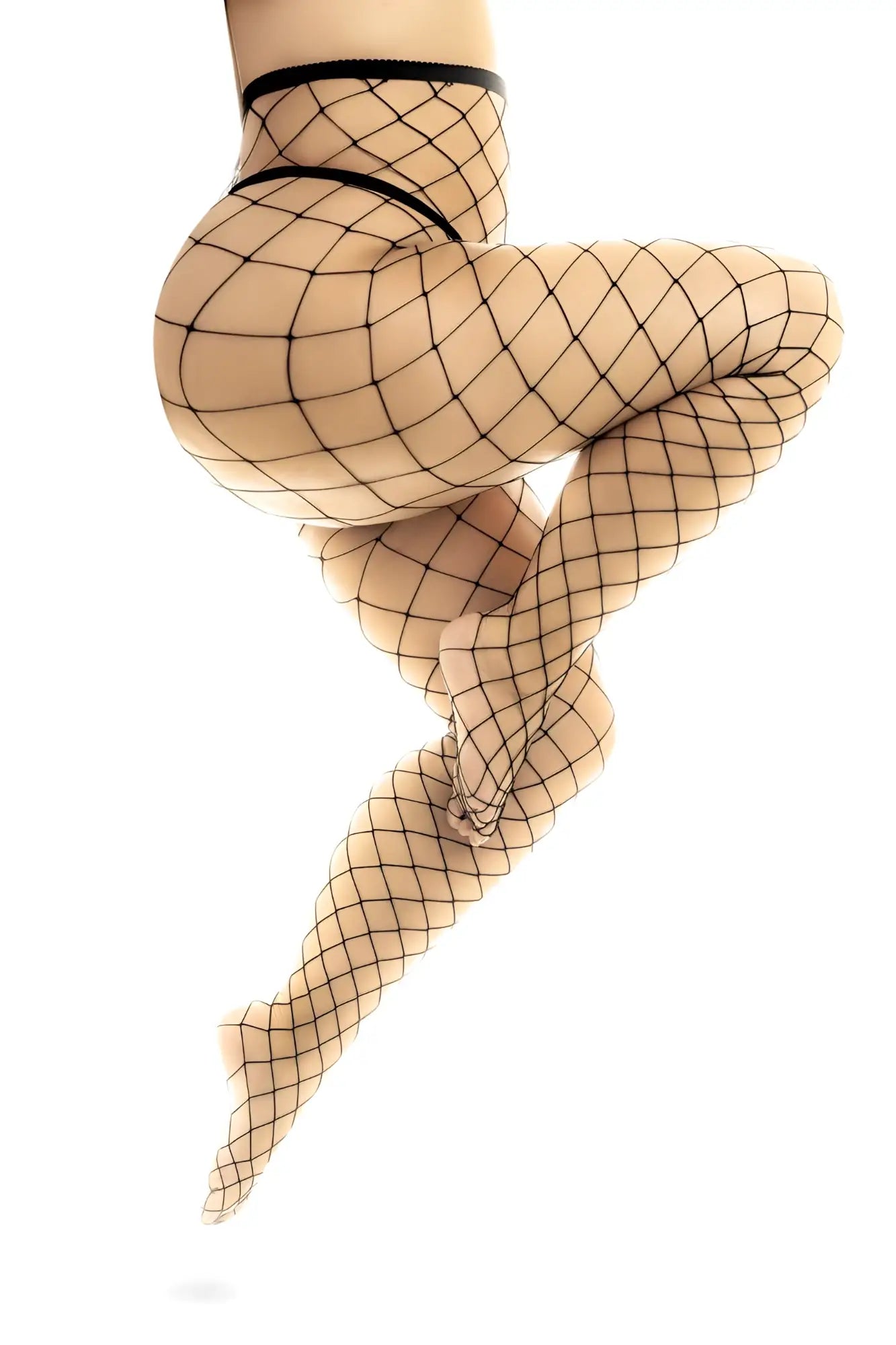 Mapale 1106x fence net pantyhose in black feature sheer translucent material with black diamond-patterned fishnet design