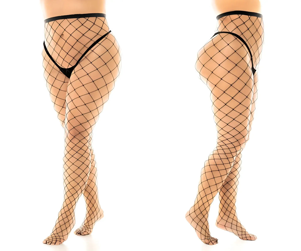 Black fishnet stockings by mapale 1106x with tight diamond mesh pattern pantyhose in black color