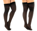 Mapale 1109 sheer black thigh high stockings with solid black elastic band at the top made of sheer material
