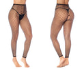 Black mapale 1120 top or bottom stocking fence net fishnet pantyhose with high waist and sheer diamond mesh pattern