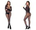 Black sparkly mesh long sleeve bodysuit backless design by mapale rhinestone embellishments visible from back side