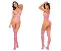 Pink mesh bodycon one-piece with sheer fishnet pattern and thin straps mapale 1166 heart fishnet bodystocking in bubblegum pink