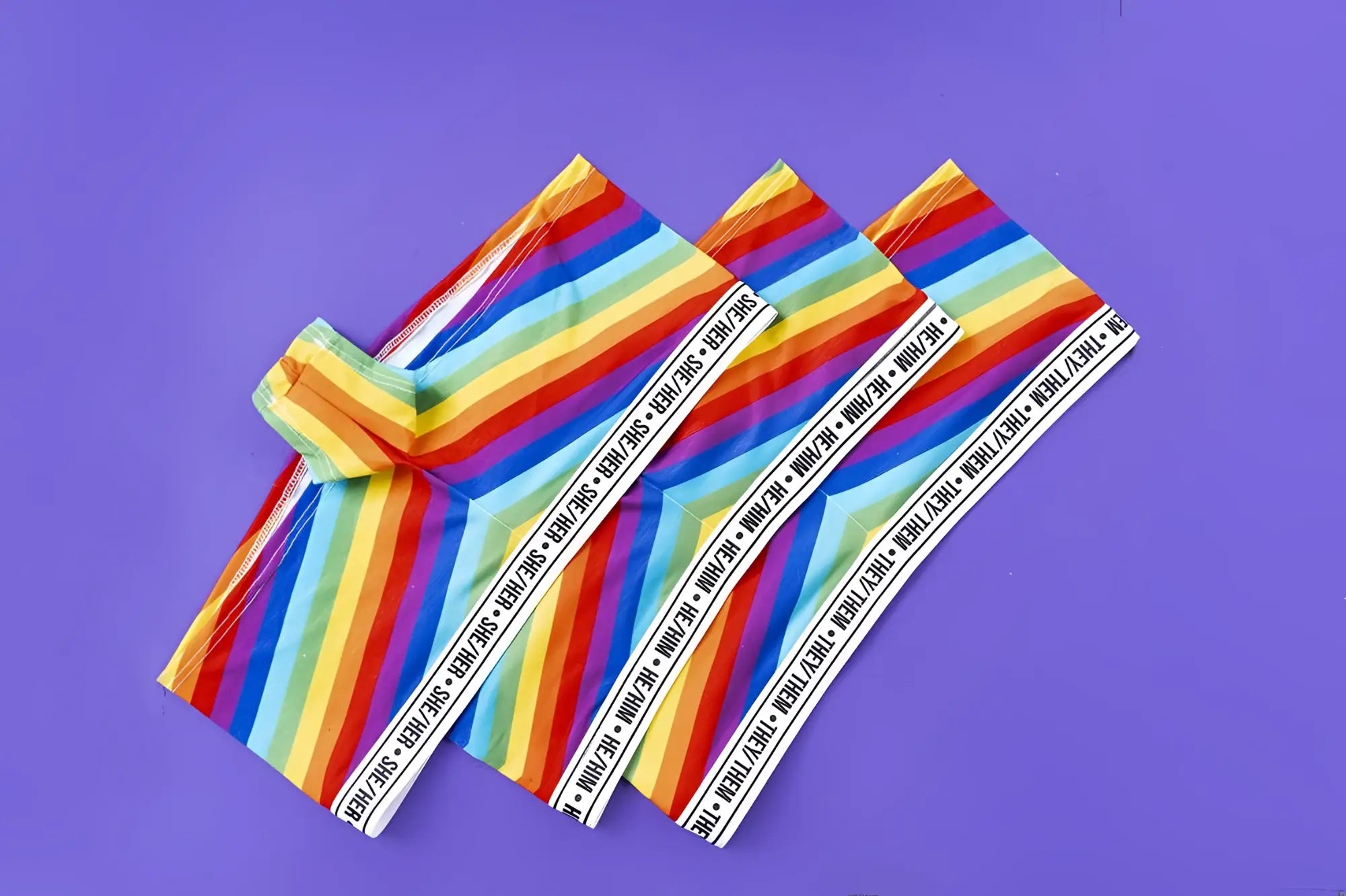 Mapale 122B rainbow cheeky short women’s underwear with rainbow stripes and white waistband featuring the vagina text