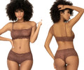 Brown lace bra and matching high-waisted briefs set in cocoa color from mapale 206 panty and top lace set