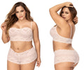Mapale 206x delicate light pink lace bra and high waisted shorts set in ivory color lace material